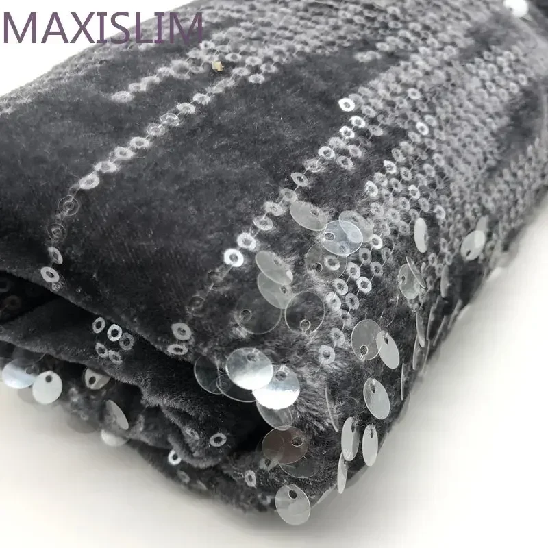 3+7MM DIY Pink Black Gray White Fashion Flannel Sequin Fabric For Background Tablecloth Decoration Costume Design Wide:125CM