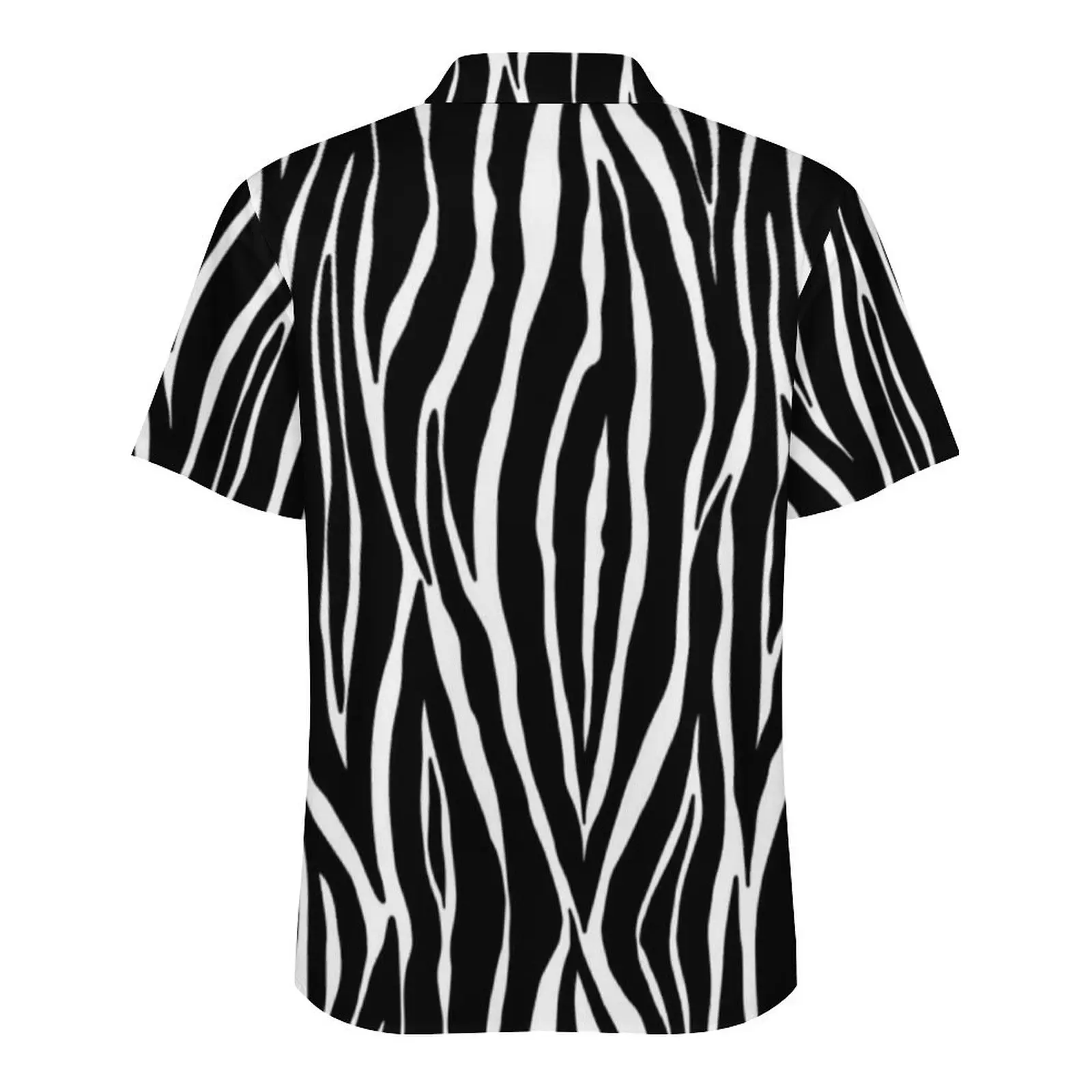 Zebra Print Vacation Shirt Mens Black And White Stripes Cool Casual Shirts Hawaii Short Sleeves Comfortable Oversized Blouses