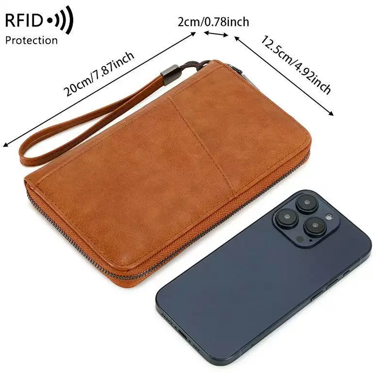 Nuovo portafoglio da viaggio Porta passaporto portatile per uomo e donna Borse per telefono con cerniera per biglietti di credito multifunzionali in pelle PU