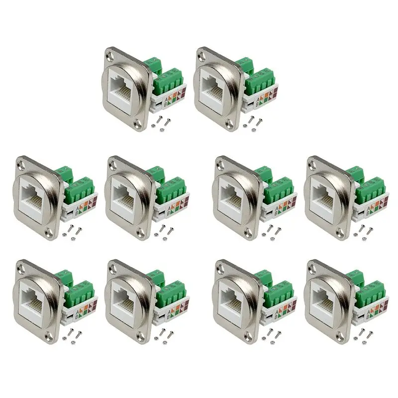 繊細な質感-10個入りrj45パネルマウントスクリュー端子アダプター、rj45-8p8cメスパネルマウントコネクター、rj45はんだ付け不要端子