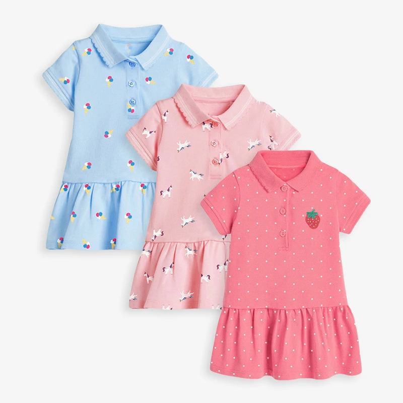 

2024 Summer New Toddler Baby Girls Dress Cotton Simple Girls Dress Children Dresses Casual Kids Party Dresses Clothing 2-8Y