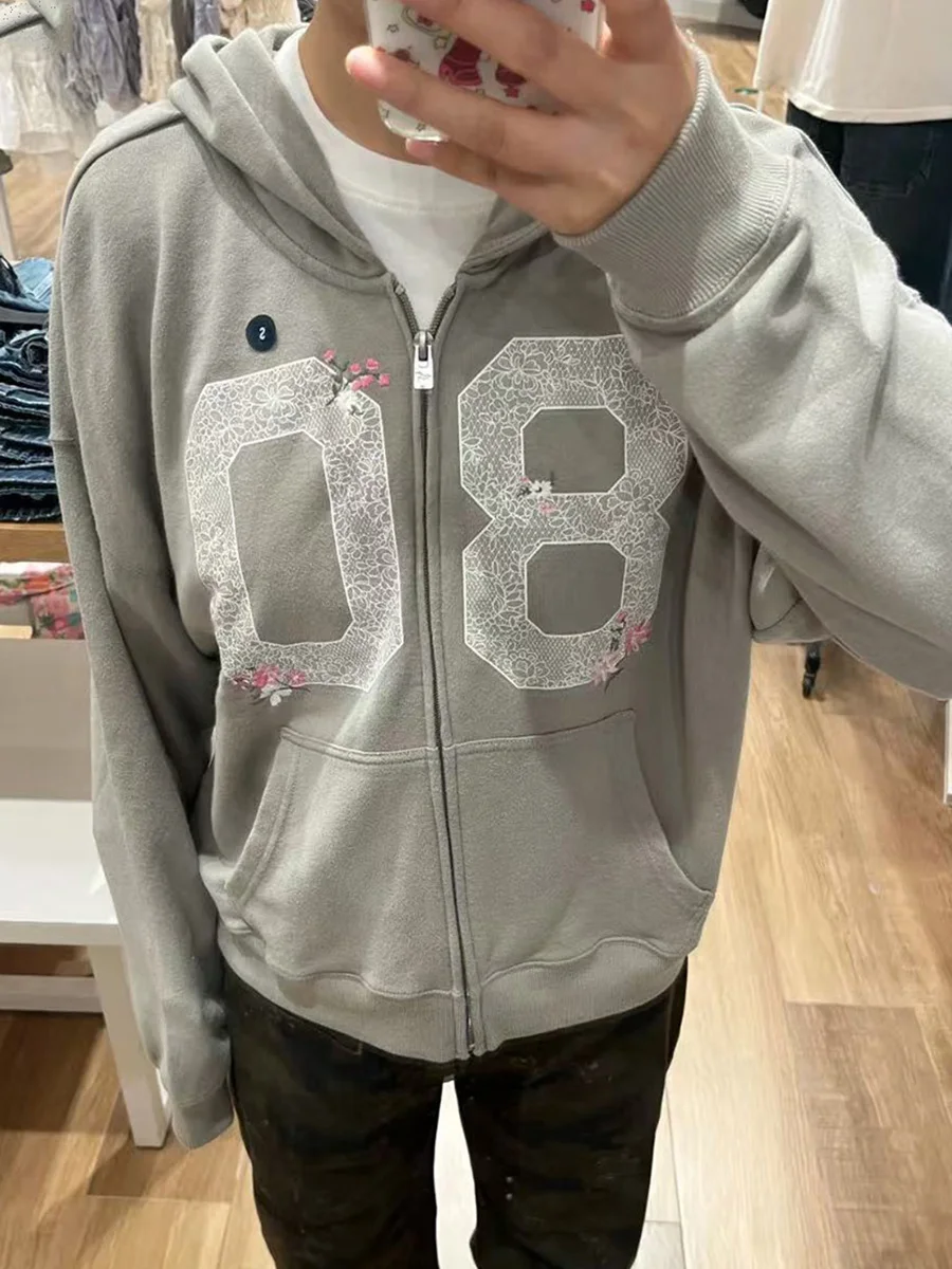 Sudadera con capucha y cremallera rosa con gráfico de estrellas para mujer, sudaderas con capucha de algodón de manga larga con bolsillo y cremallera, chaqueta holgada informal dulce para otoño