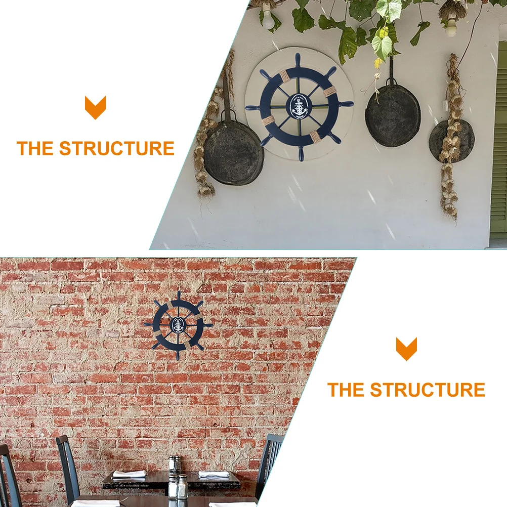 

2Pcs Rudder Wall Hanging Mediterranean Style Nautical Hanging Decor for Living Room Coffee Shop Bar Decoration