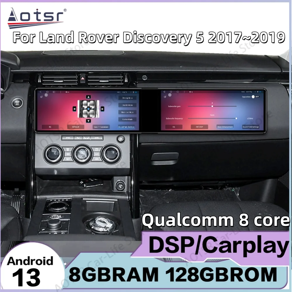 

Взаимодействие с двойным экраном для Land Rover Discovery 5 2017 ~ 2019 Android 13, автомобильный радиоприемник, мультимедийная GPS-навигация, Carplay, IPS Head Uni