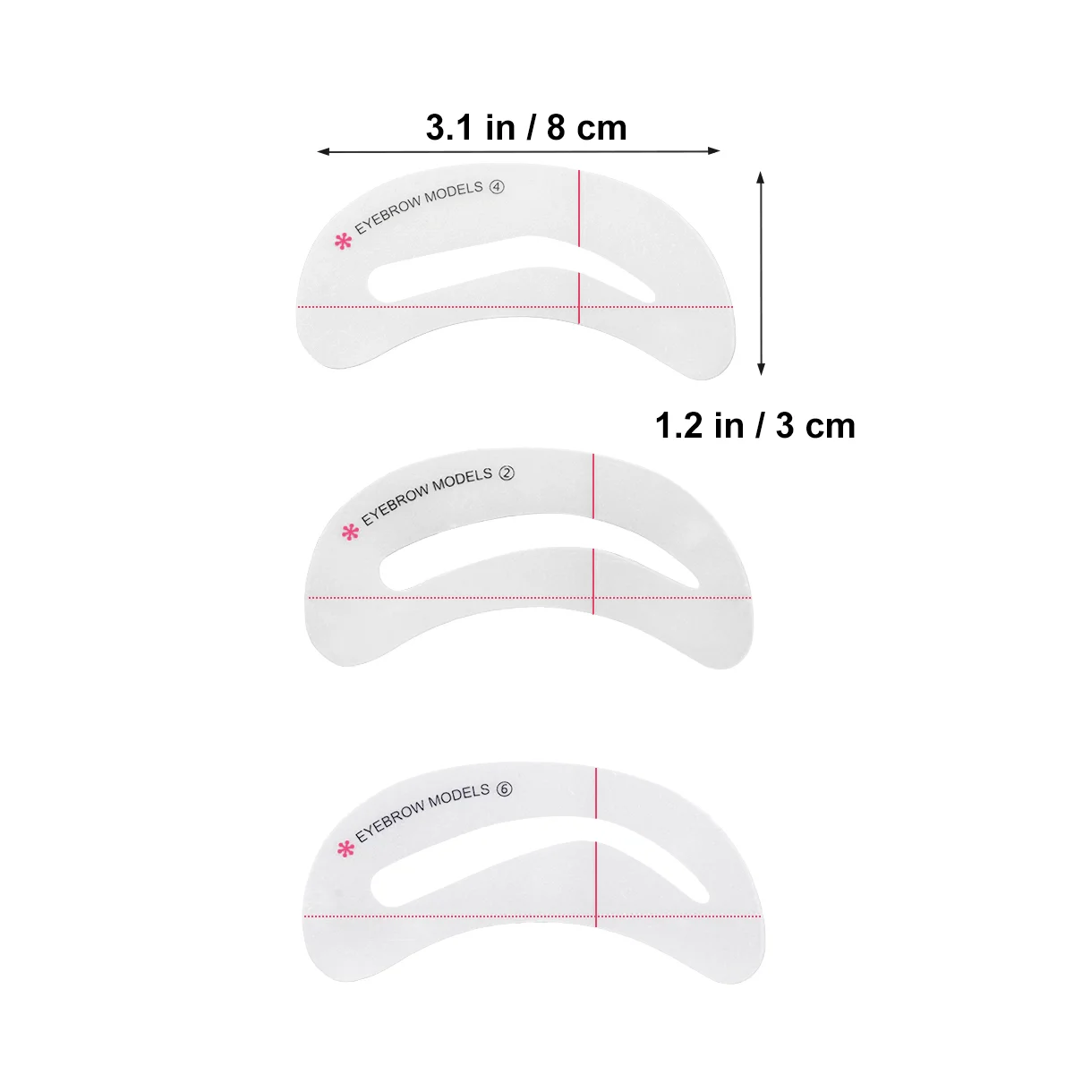 눈썹 모델 그루밍 키트 성형 템플릿 세트, 유니브로우 DIY 도구, 흰색 스텐실, 900X300X030CM, 6 개