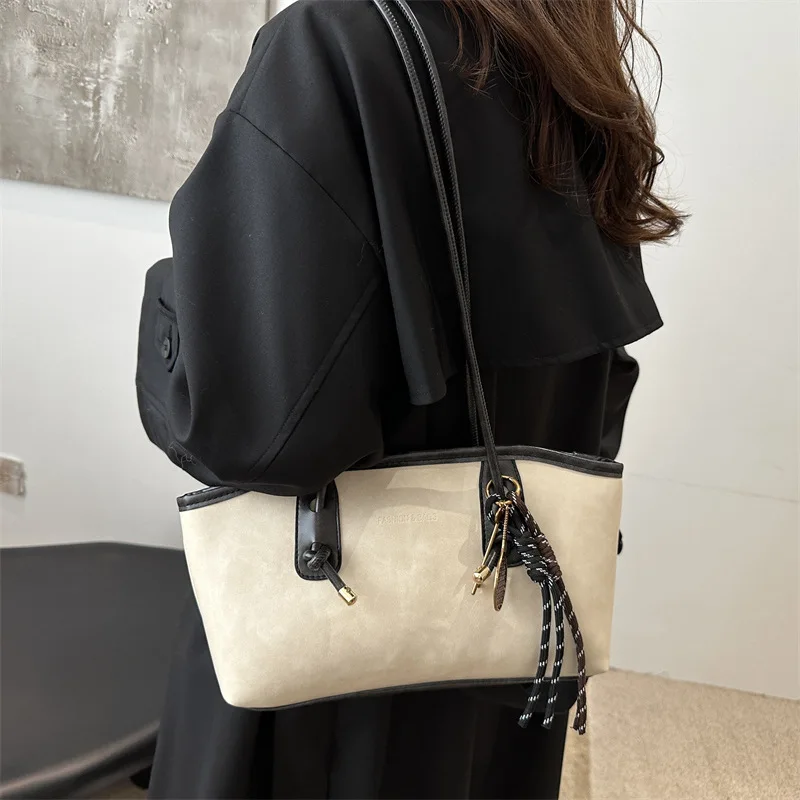 سعة كبيرة Y2K الاتجاه بولي Leather الجلود العمل حقيبة كتف بسيطة الإناث حقيبة كروسبودي بلون التنقل حقيبة النساء الإناث #3