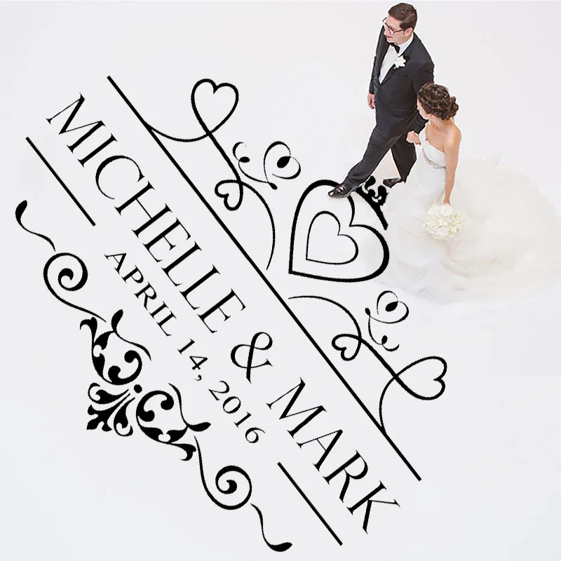 Wedding Dance Floor Decal Mariage Wedding Welcome Sign Vinyl Stickers Personalized Name and Date Wall Stickers