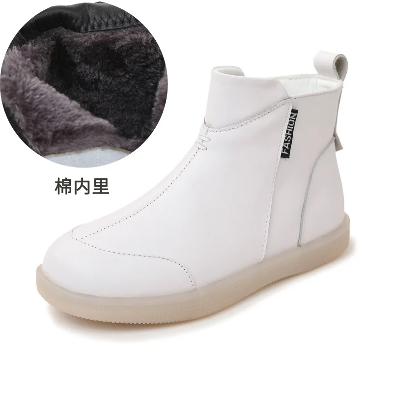 ZXRYXGS Soft Cowhide Soft Cow Tendon Bottom Flat Shoes Women Boots 2026 Real Leather Autumn Winter Boots Trend Sneaker Big Size