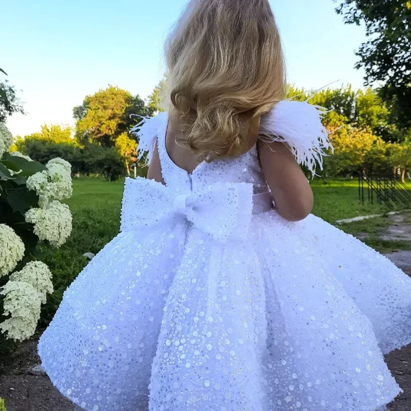 Flower Girl Dresses Knee-Length O-Neck Sleeveless Princess Dress for Wedding Bridesmaid Birthday Evening First Communion Gown