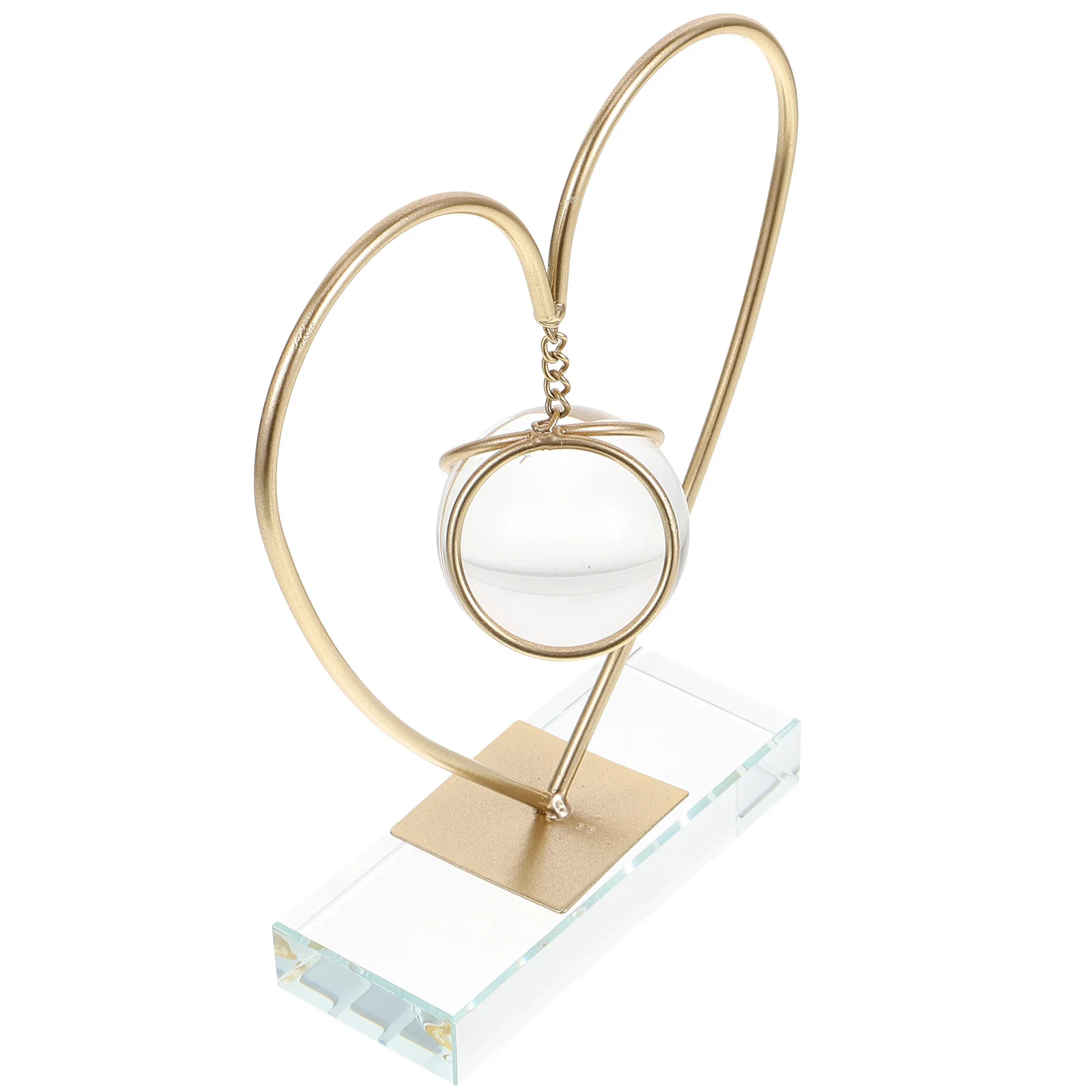 

Heart Crystal Ball Table Decor Modern Metal Art Piece Home Office Apartment Decor Desktop Centerpiece Housewarming Present