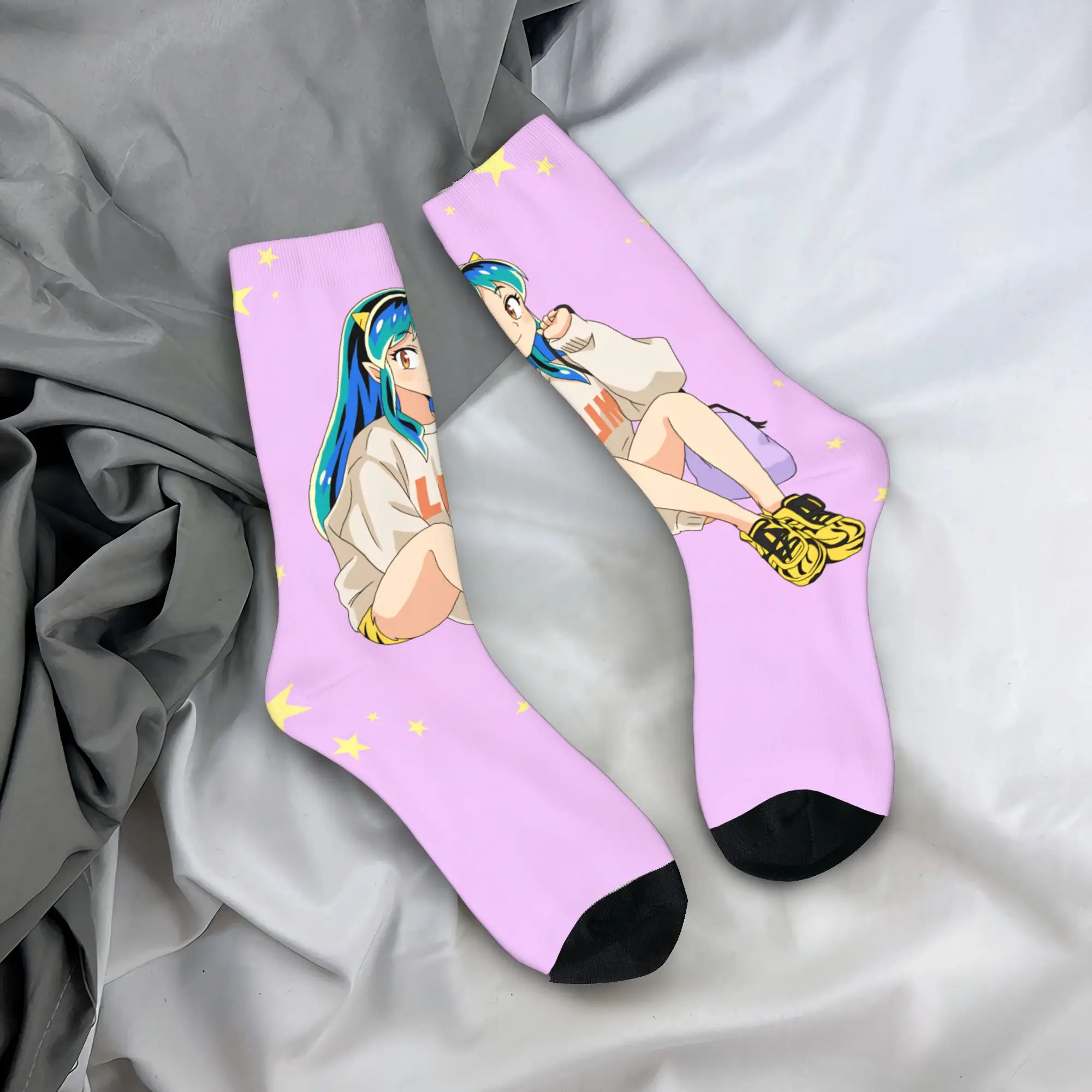 

Urusei Yatsura Moon Socks Harajuku Stockings Autumn Anti Sweat Unisex Men Socks Warm Soft Graphic Skateboard Socks