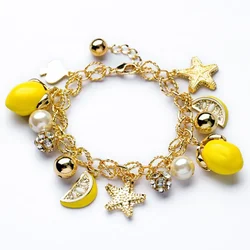 2022 New Arrival Bohemia Korean Fashion Starfish Pendant Lemon Fruit OL Lady Style Bracelet Women Bracelets& Bangles Jewelry