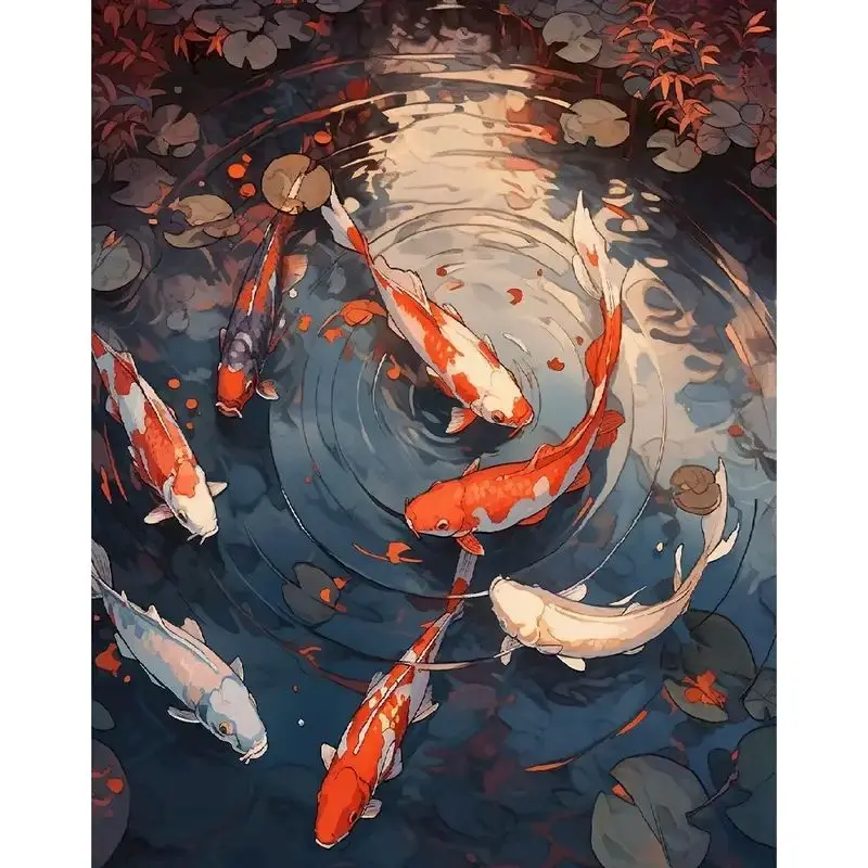 PhotoCustom Painting By Numbers Fish Animals Paint Handpainted Drawing On Canvas Modern Home Artwork