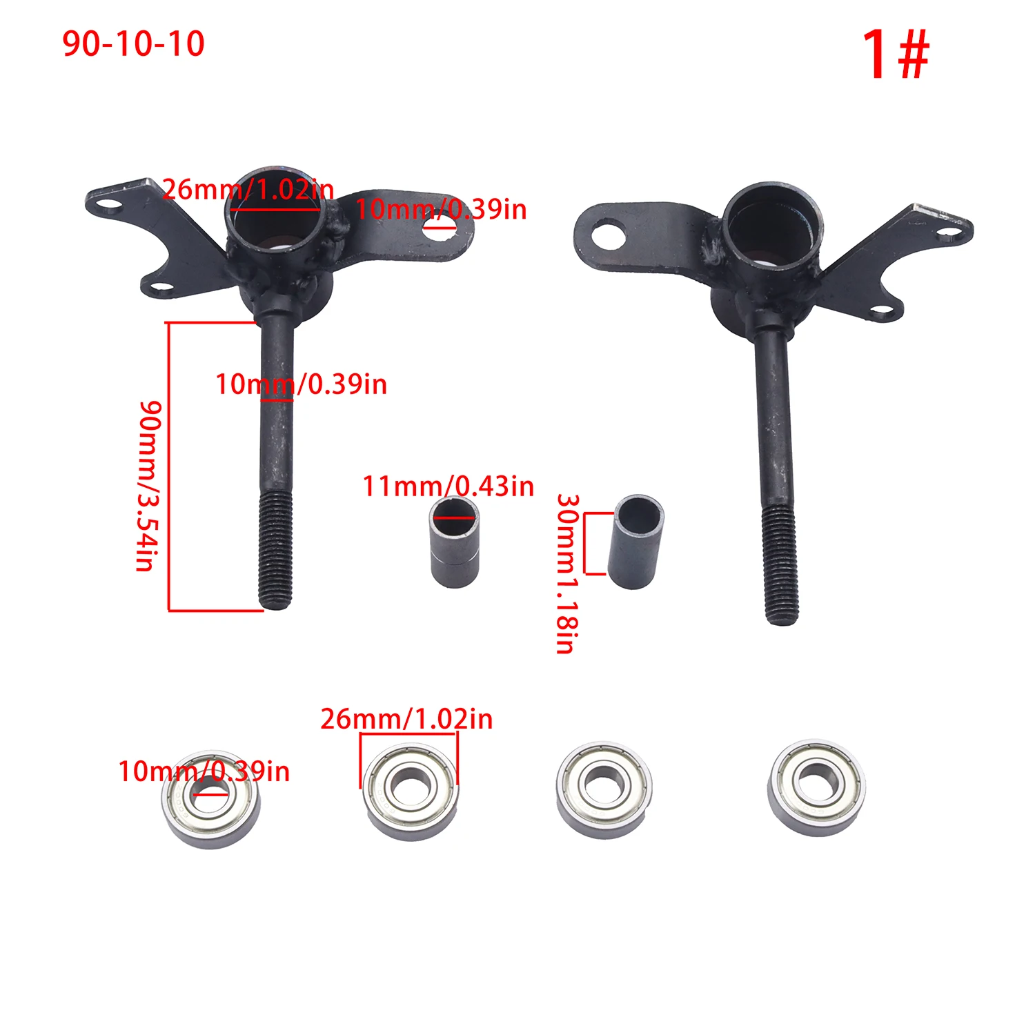 Front Steering Knuckle 10MM 12MM Shaft Compatible with Four Wheel Electric Go Kart and Beach Buggy Accessories Replacement Part