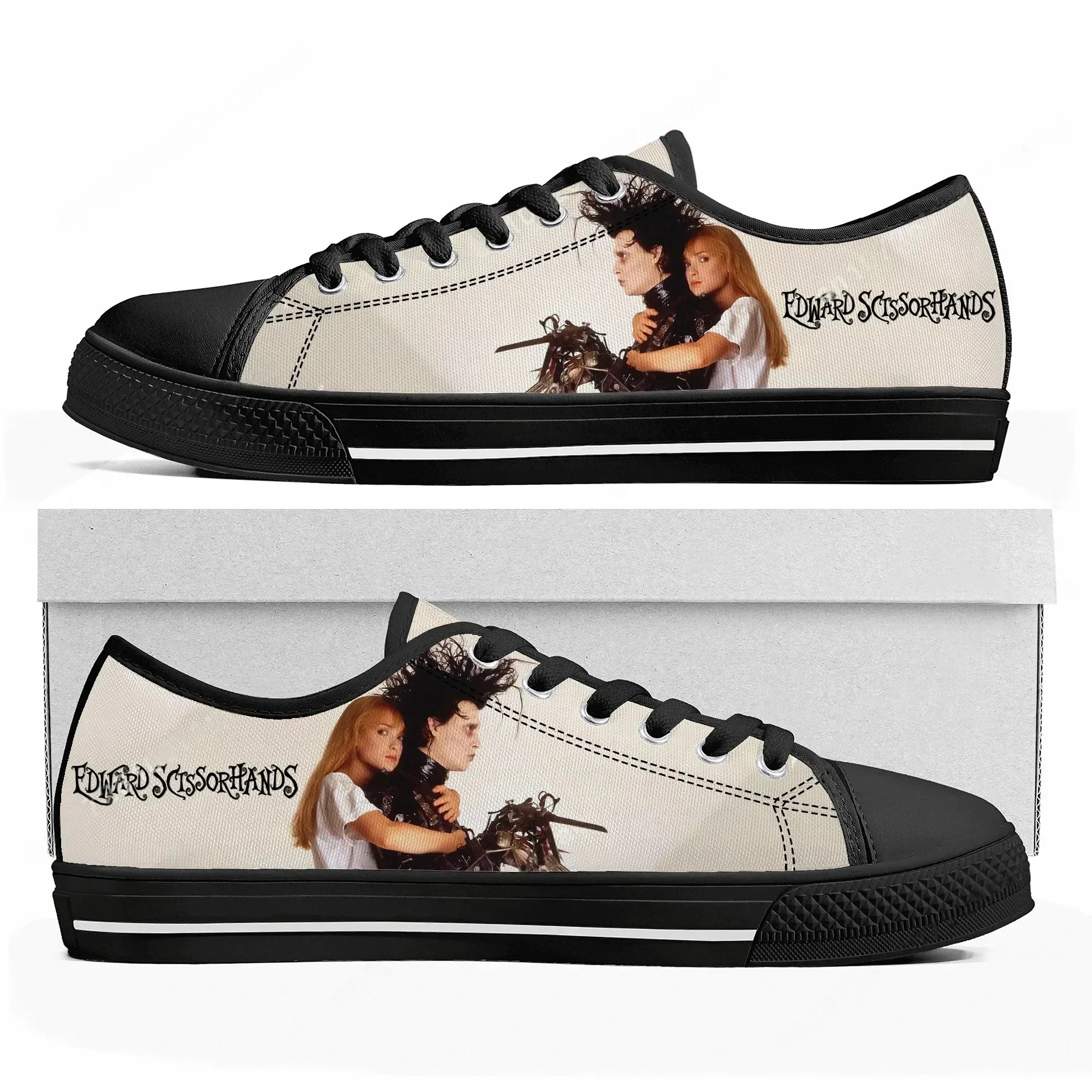 Edward Scissorhands Johnny Depp Low Top Sneakers Mens Womens Teenager Canvas Sneaker Casual Custom Made Shoes Customize Shoe