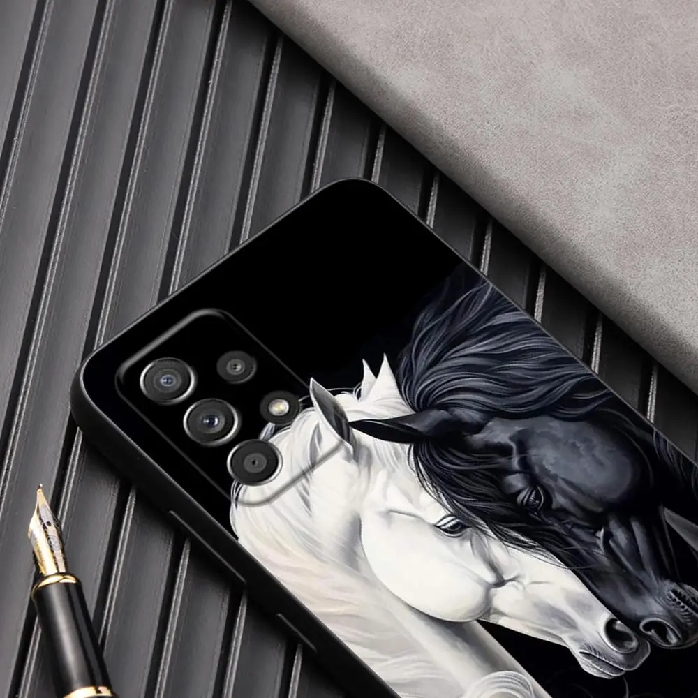 Cavalo menina animal cavalos pretos caso para samsung galaxy a56 a55 a36 a26 a16 a54 a52 a72 a35 a34 a25 a21s a14 a06 capa de telefone macio