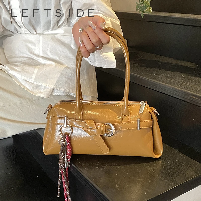 

LEFTSIDE 2025 Summer New Trend Small PU Leather Handbags and Purses Women's Underarm Bag Square Shoulder Crossbody Bags