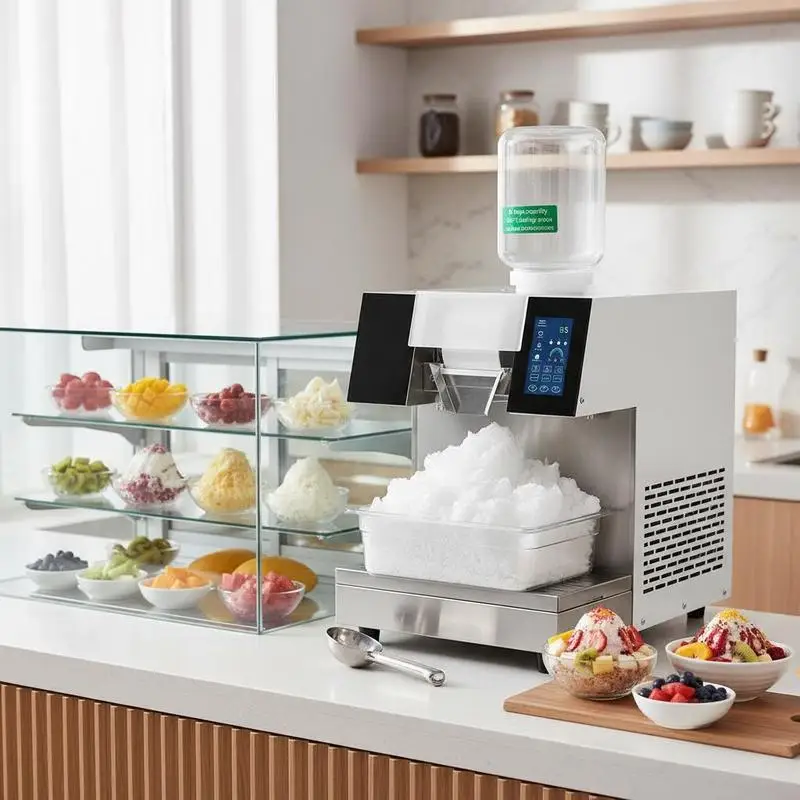 Machine à glace en flocons commerciale, capacité de 230 kg/24 h, râpe à glace en acier inoxydable, machine à glace pilée électrique avec système de refroidissement par air et écran tactile LCD