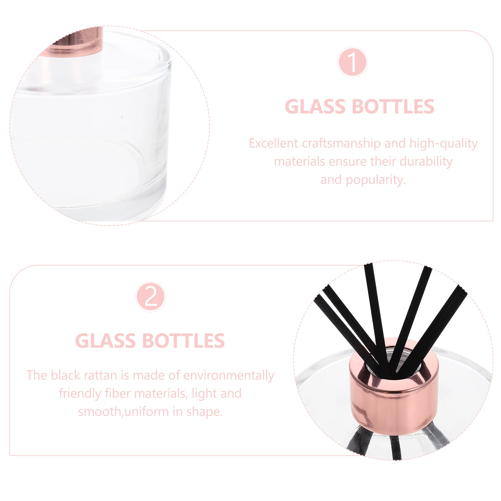 

1Set Aromatherapy Glass Bottle Rose Gold Refillable Perfume Container Car Air Freshener Aromatherapy Glass Bottle
