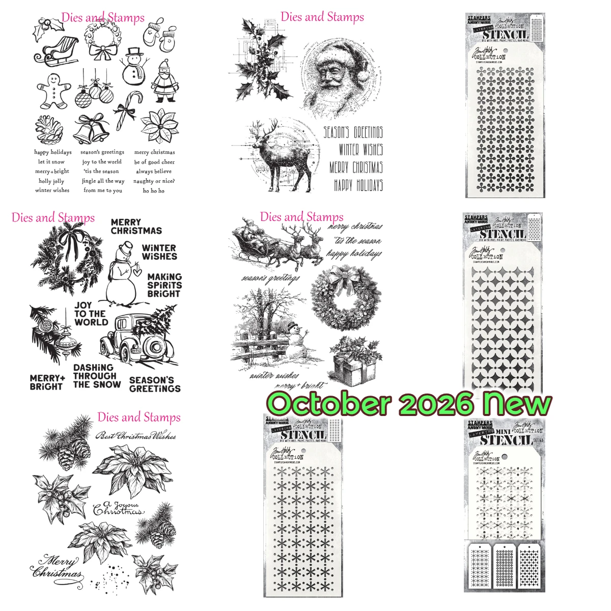 Oktober 2026 Neue Weihnachtsstimmung Metall-Stanzformen, Stempel und Schablonen für DIY-Grußkarten, Scrapbooking, handgemachte Dekorationen