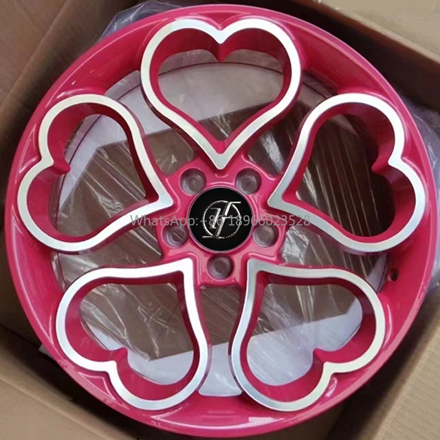 Factory Custom forged aluminum wheels forged wheels 18 inch Pink Forged Heart Shaped Purple Car Wheels Rims rims with hearts