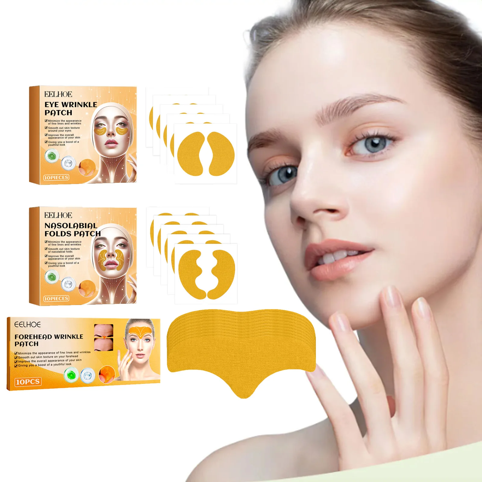 Forehead Nasolabial Eye Gel Patch Forehead Line Removal Anti Wrinkle Anti Sagging Skin Firming Mask Kojic Acid Collagen Patches