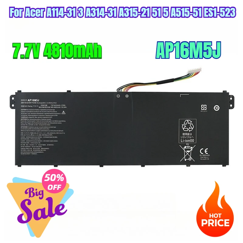 

7.7V 4810mAh Laptop Batteries for Acer A114-31 3 A314-31 A315-21 51 5 A515-51 ES1-523