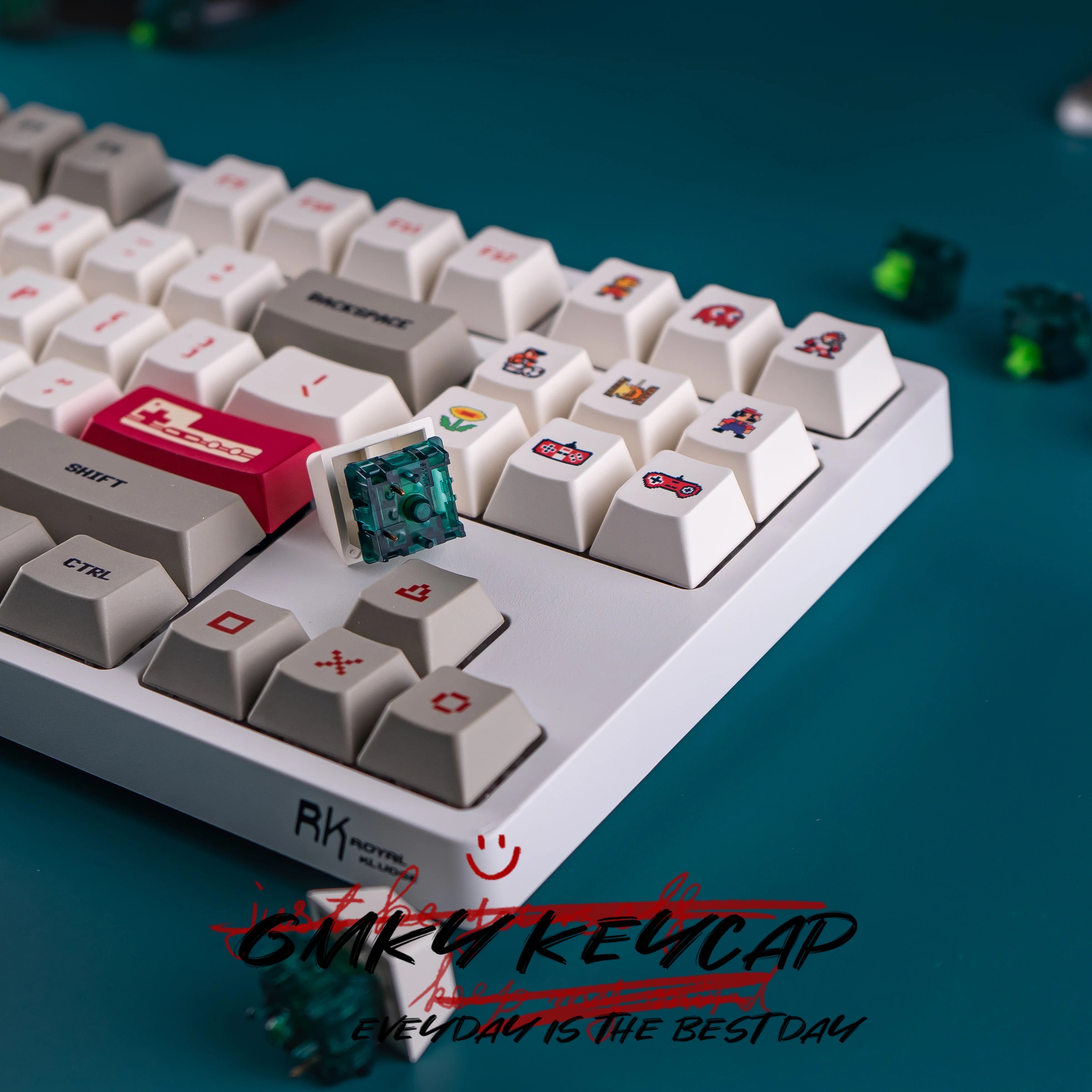 G-MKY Classic Pixel RED&WHITE Machine PBT Dye-sublimated Cherry profile Keycap For MX switch Mechanical Keyboard Keycap