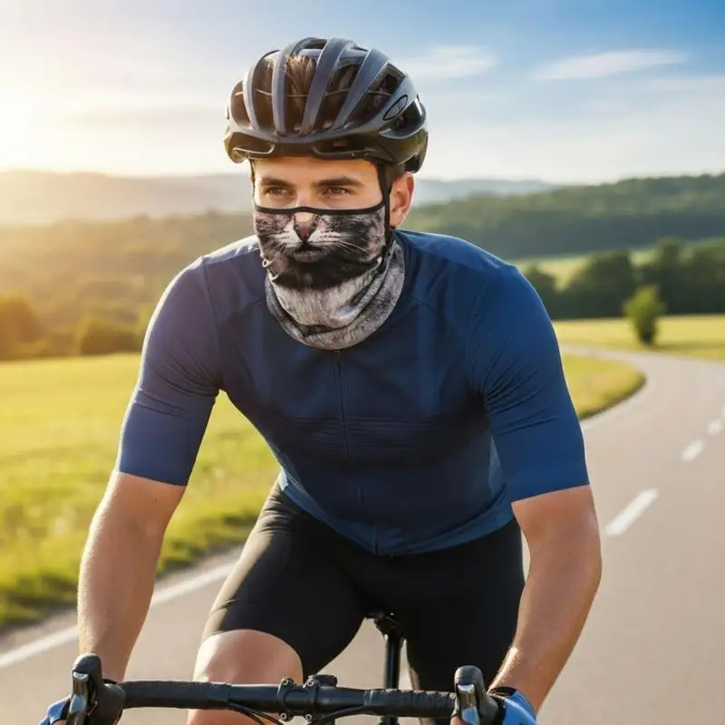 غطاء وجه بطباعة وجه حيوان 652F للأنشطة الخارجية لركوب الدراجات والتزلج يوفر حماية ممتازة من الشمس والرياح