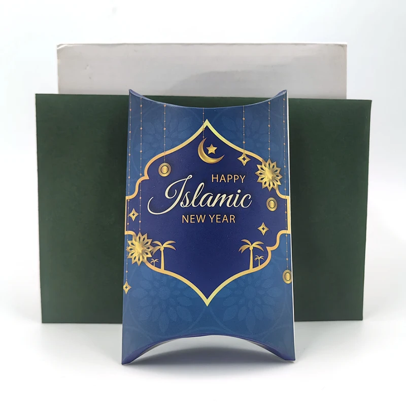 8 pezzi misti Eid Mubarak regalo sacchetto Kraft scatola cuscino caramelle biscotto cioccolato scatola di carta Ramadan Kareem Decor forniture per feste regalo per bambini