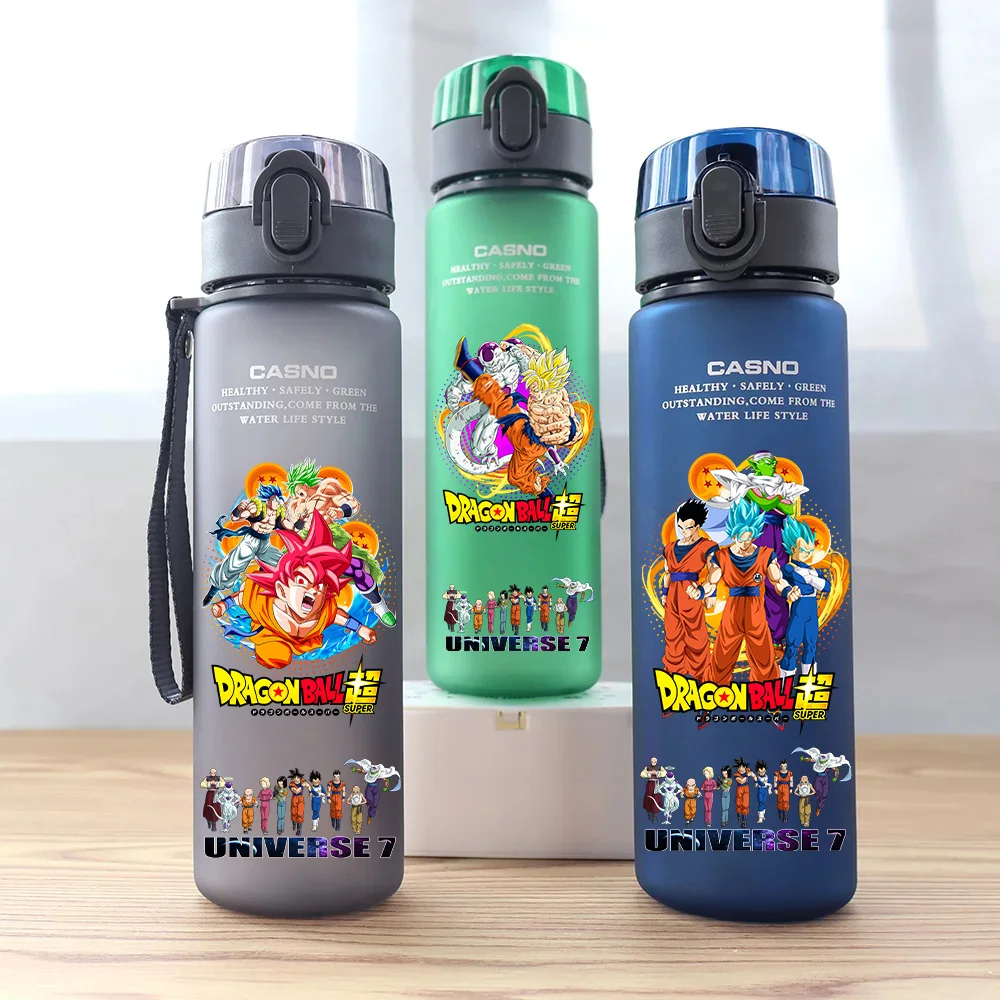 560ML Dragon Ball Anime Super Saiyan Son Goku Son Gohan Vegeta IV Piccolo Frieza Trunks botella de agua Gourde regalos para niños