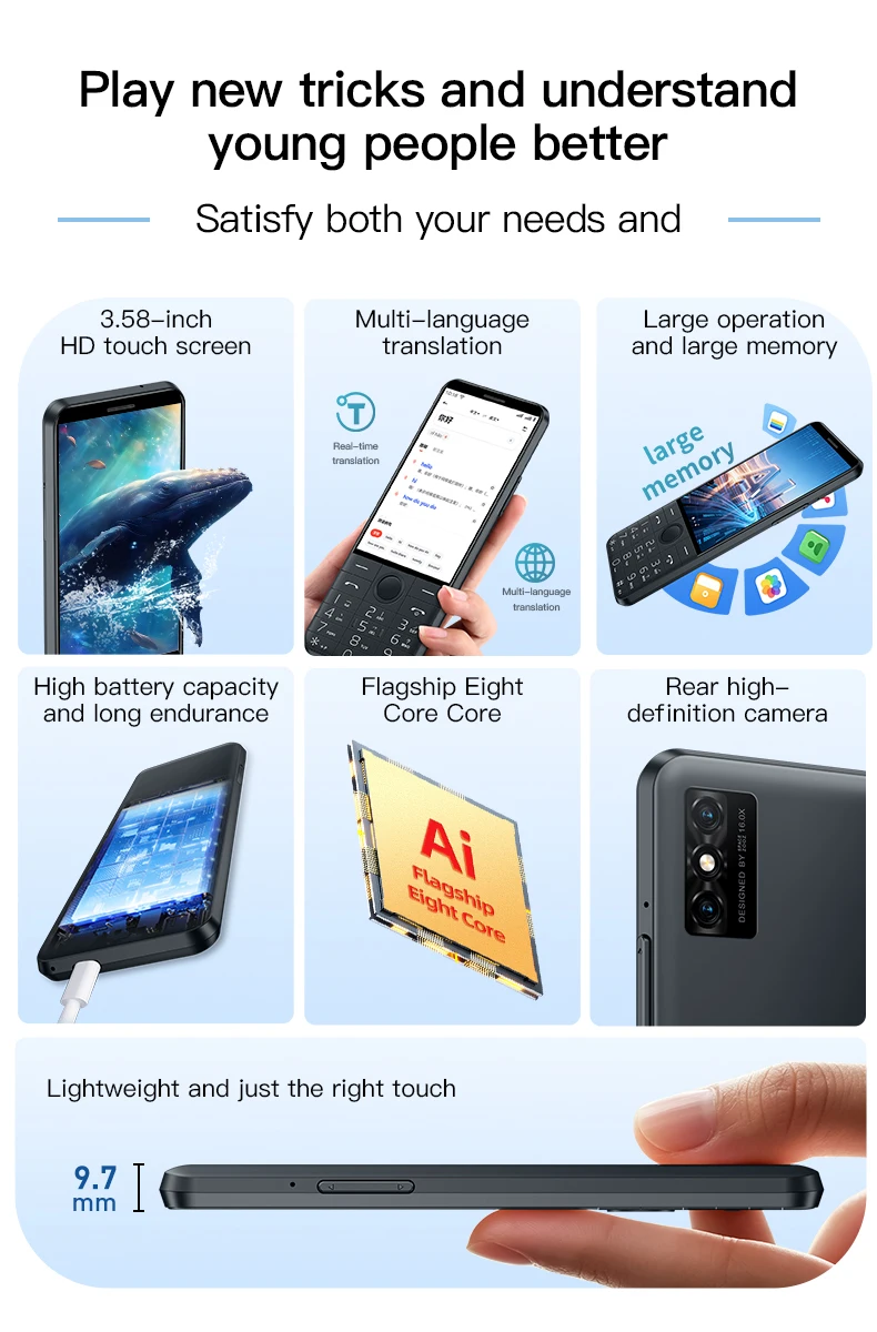 NEW DOOV F27 PRO Touch Screen Dual SIM 3.58 ” Hebrew Keypad Smartphone 16mp Android 14 2120mAh Google Play 4GB+64GB BT Whatsapp