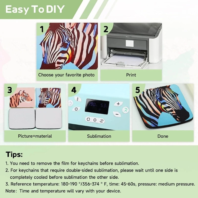 KX4B MDF Sublimation Printing Blanks: 76-Piece Blanks Keychain and Cosmetic Bag Set