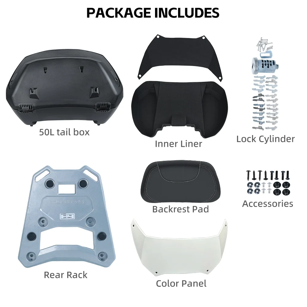 50L Large Volume Motorbike Storage Box For Honda XL750, Quick Release Rear Top Case, Lock & Unlock With Original Bike Key - view 4