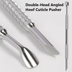 Double-Head Angled Hoof Cuticle Pusher, Stainless Steel Bevel Nail Art Pusher Manicure Stick