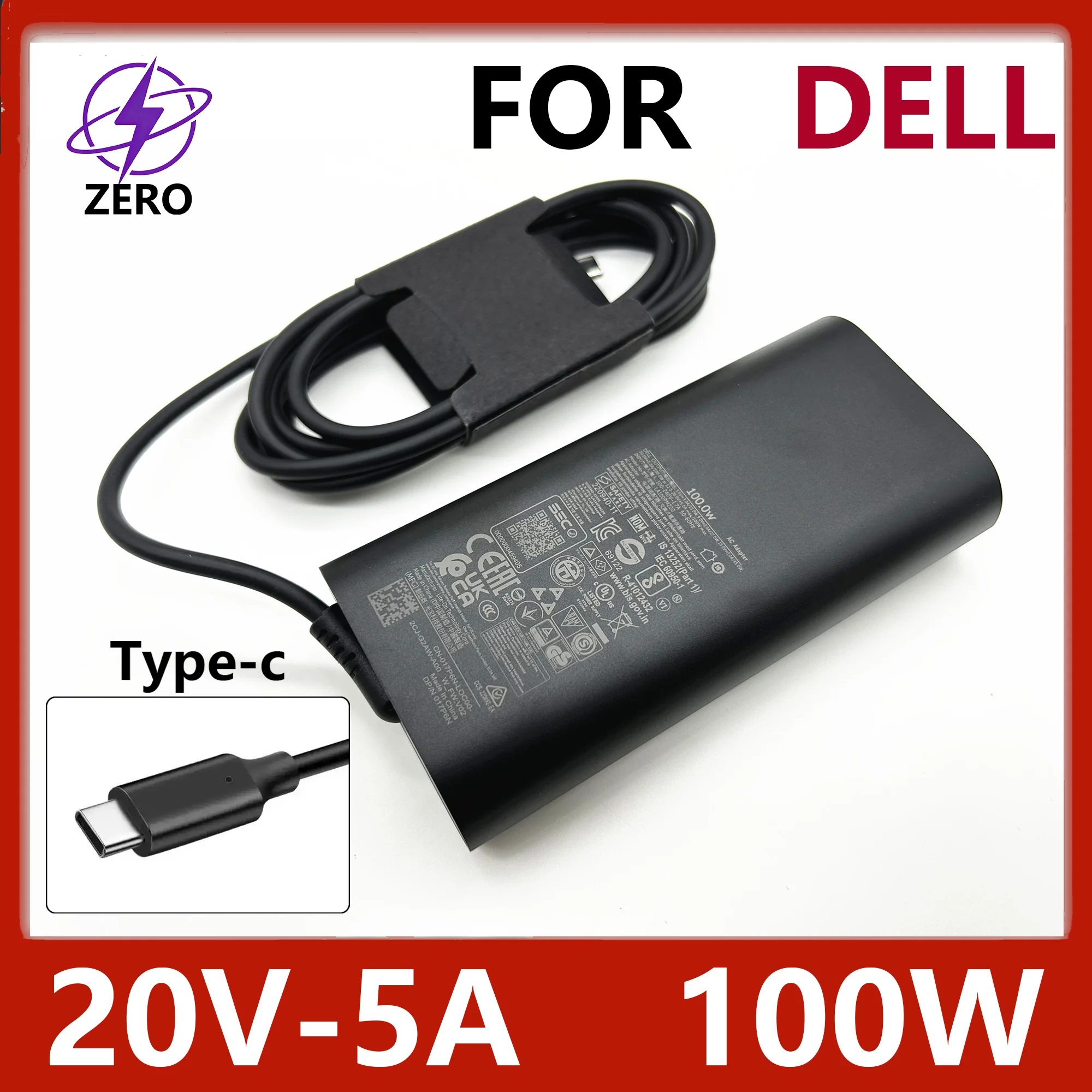 

Original 100W 20V5A USB-C Type-c GaN Adapter Laptop Charger for DELL Precision3580 5680 Latitude7640 7340 9440 5340 Inspiron14 16 5000 7000 LA100PM220 Laptop Power Supply