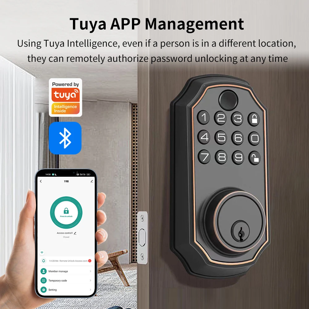 Tuya App Afstandsbediening Smart Deurslot Nachtschoot Sleutel Vingerafdruk Slot elektronica Digitale Indoor Huis Elektronisch Slot LD02/LD03