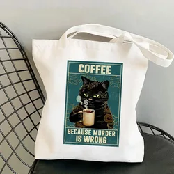 Retro Funny Cat Ladies Handbag Fashion Casual Shoulder Bag Eco-friendly Large Capacity Portable Travel Shopping Bag Schoolbag