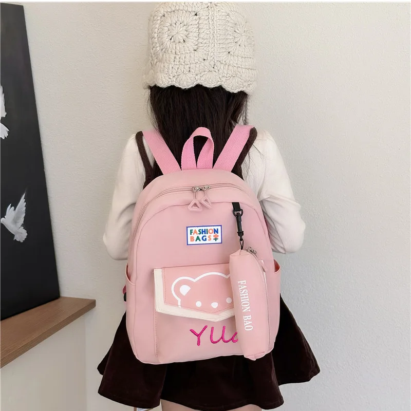 Sac à dos de maternelle avec nom personnalisé, sac de voyage mignon pour fille, sac à dos de loisirs pour garçon d'école primaire, étui à crayons, pendentif