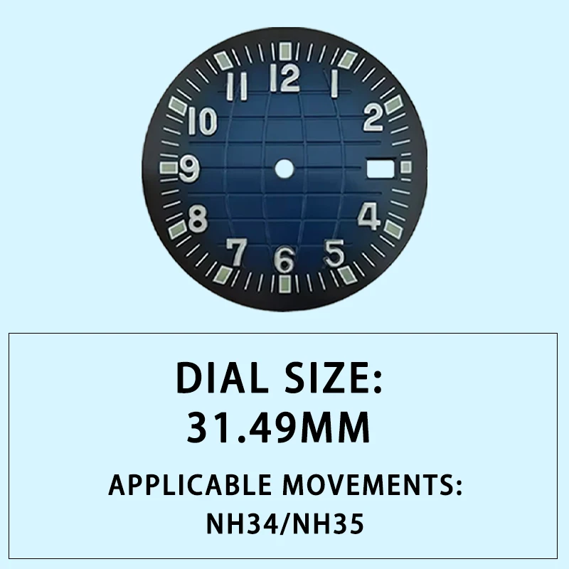 ساعة خضراء مضيئة بإطار التقويم ، قرص مناسب لـ NH34 ، NH35 ، أوتوماتيكية بالكامل ، حركة ميكانيكية ، بدون شعار ، تصميم أرضي ،