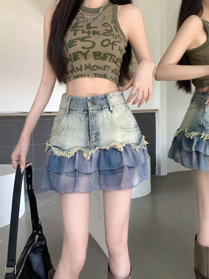 

Wrap Patchwork Kawaii Cute Tight Woman Denim Skirt Jeans Skirts For Women Gyaru Clothing Sales Offer Promotion Hot V Y2k Vintage