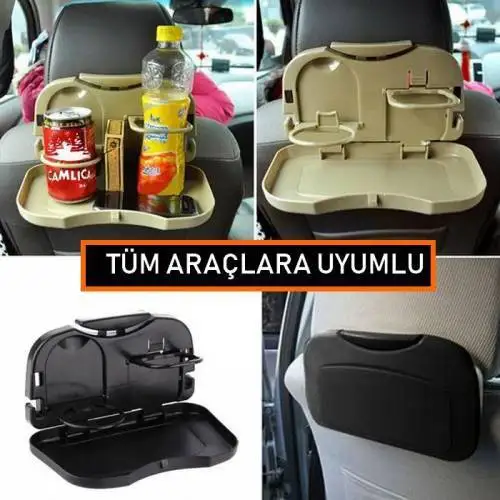 

Auto Car Seat Back Foldable Bardaklıklı Tray Assortment Car Inside Goods Holder Tray