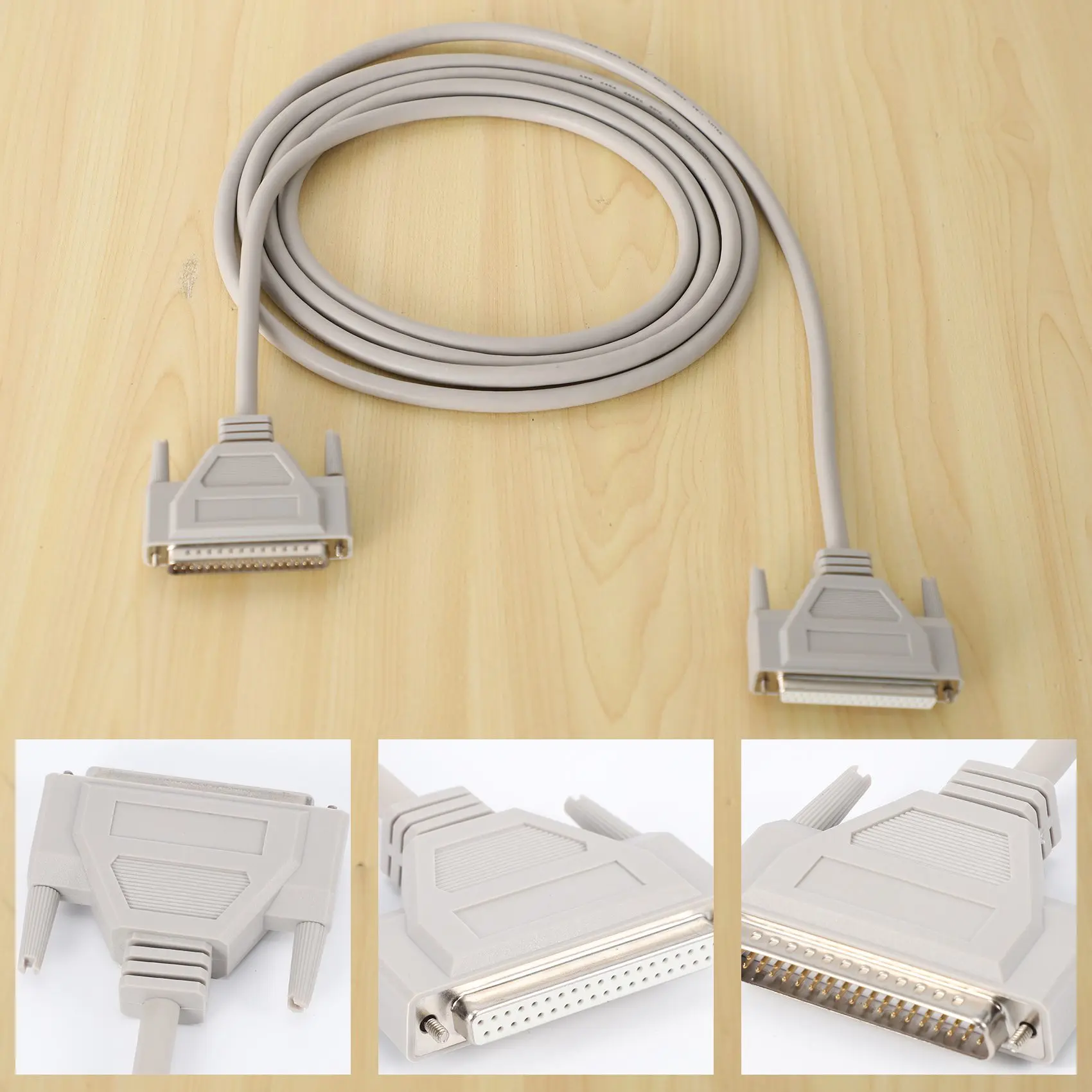 تمديد الحبل 3 متر 37 دبوس ذكر إلى أنثى DB37 تمديد كابل رمادي أبيض