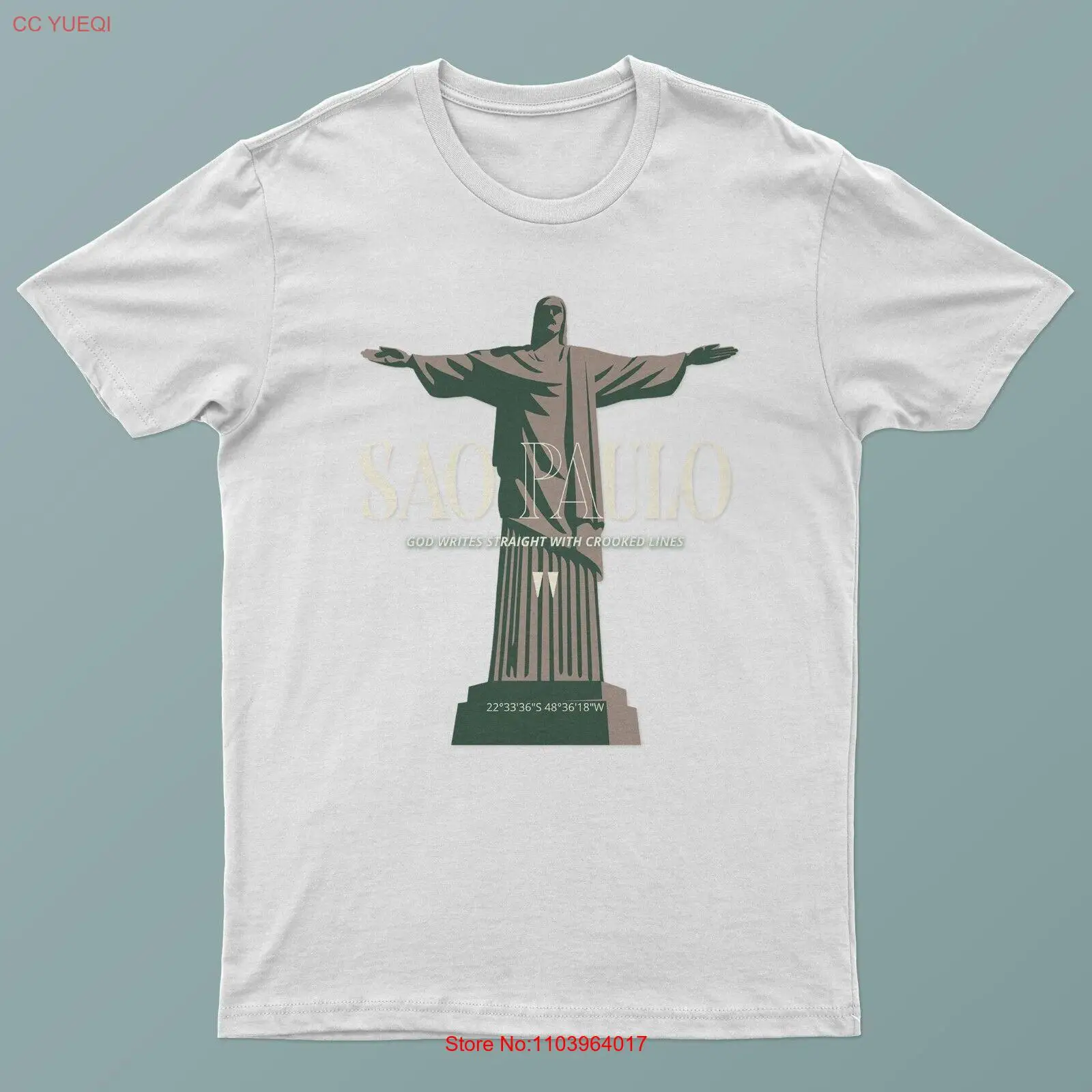 Футболка унисекс с графическим принтом статуи Сан-Паулу и Иисуса