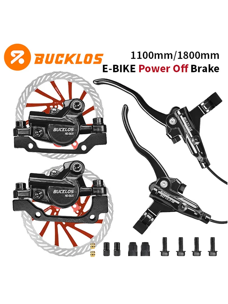 AliExpress BUCKLOS Electric Bicycle Brakes 2 Piston Hydraulic Disc Brake Bike/Scooter Brakes Kit 1100/1800mm Folding Bike Disc Brake Set Power-off