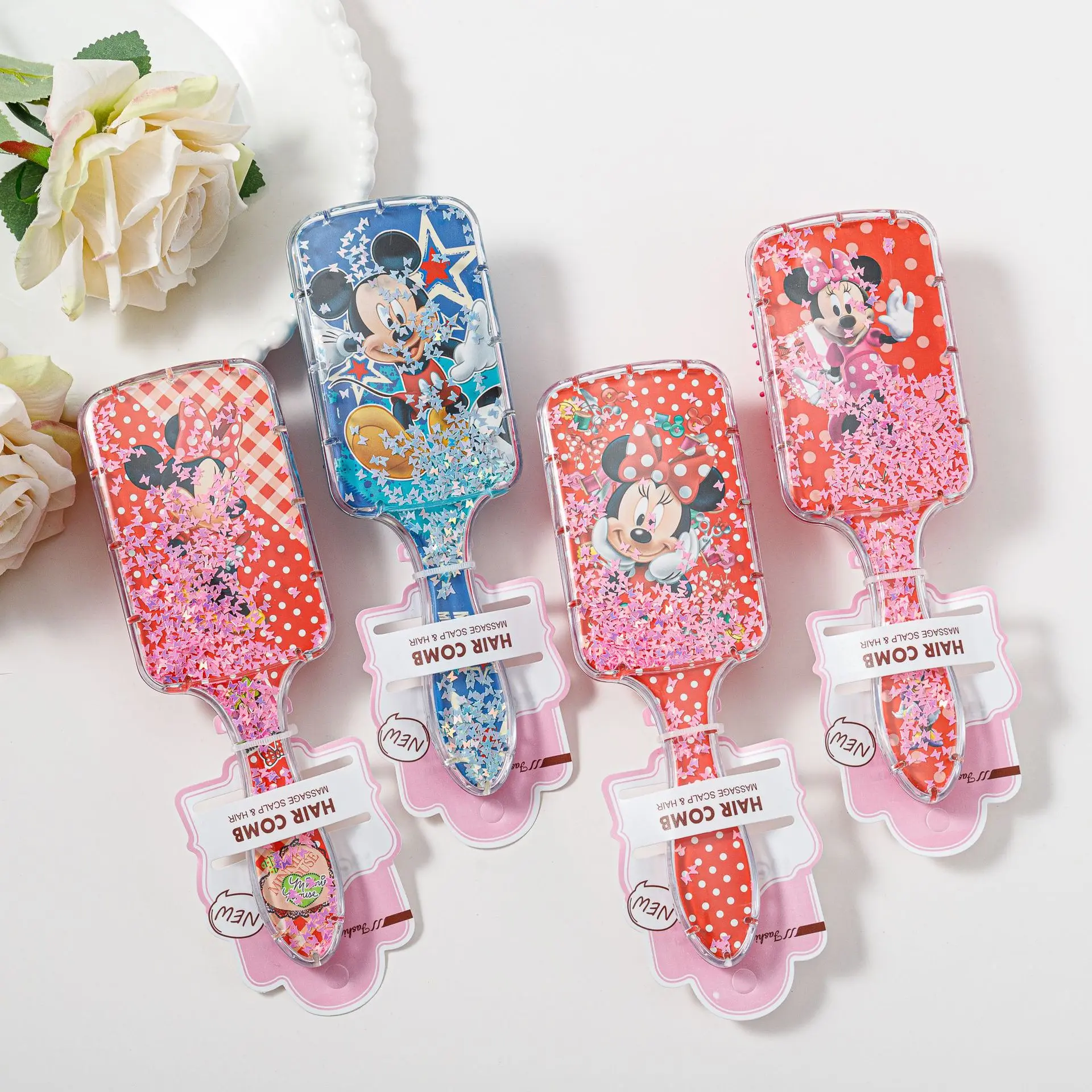 Frozen Elsa Minnie Mickey Massage Air Cushion Comb Hair Brush for Kids Girls Children Hairdressing Styling Tool view 3