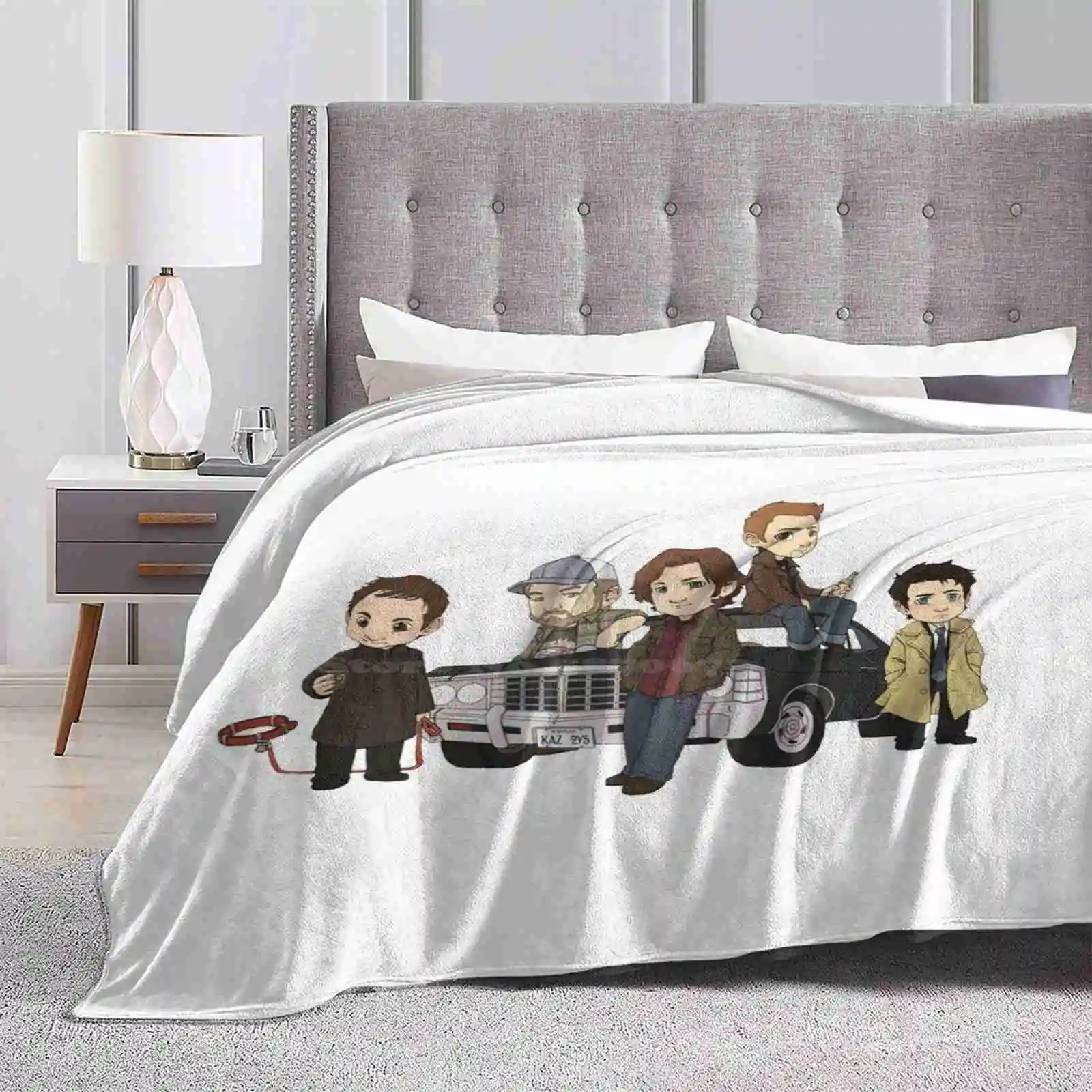 Supernatural Cartoon Design Trend Style Funny Fashion Soft Throw Blanket Super Natural Cute Supernatural Cartoon Winchester Sam