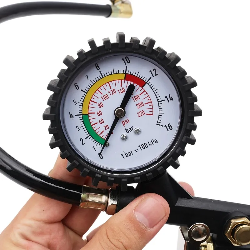 

Professional 220PSI Tire Air Pressure Monitoring Gauge Tester for Car Motorcycle Air Compressor Dial Meter Inflator Pump