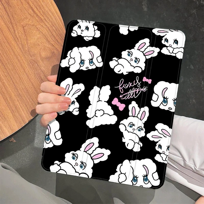 Smart Stand Case Cover for IPad Air 6 Case IPad 10th Gen Air 5th 4th 10.9 Pro 11 2nd 3rd 4th IPad 10.2 7th 9th 8th Plush Rabbit