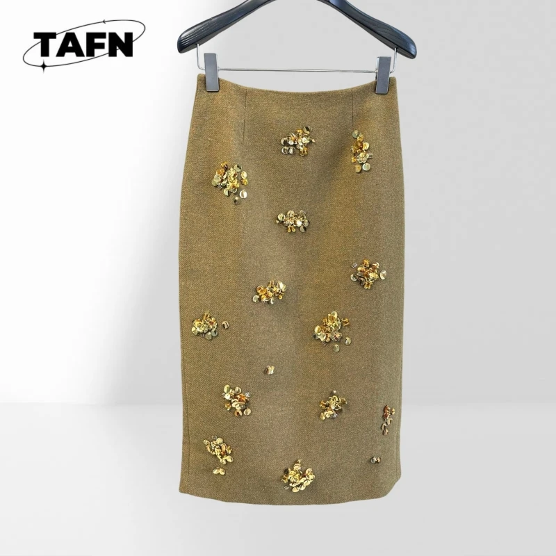 Women Elegant Skirt Soft High Waist Midi  Women Fashion Skirt Simple Midi Length Daily Wear  Ladies Classic Skirt BA0969